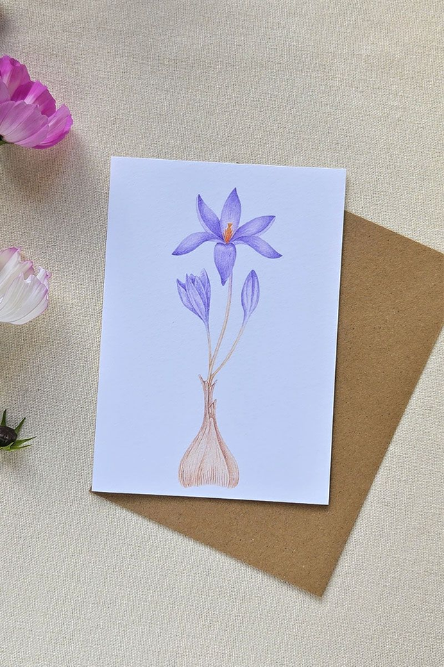 Carte au crayon de couleur - Crocus