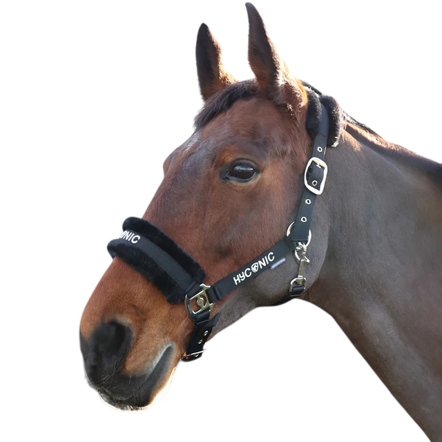 HYCONIC Faux Fur Head Collar &amp; Lead Rope BLACK