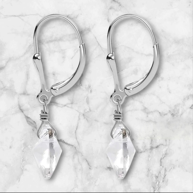 Beautiful Natural Clear Quartz Crystal Earrings