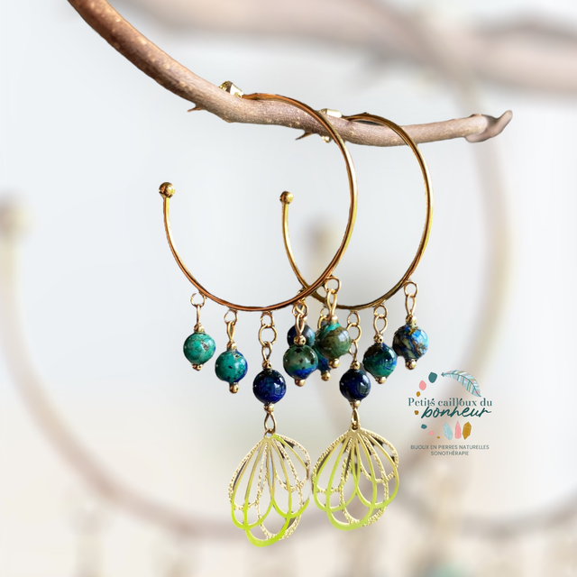 Créoles en Azurite-Malachite – Énergie d’Éveil &amp; Ancrage 