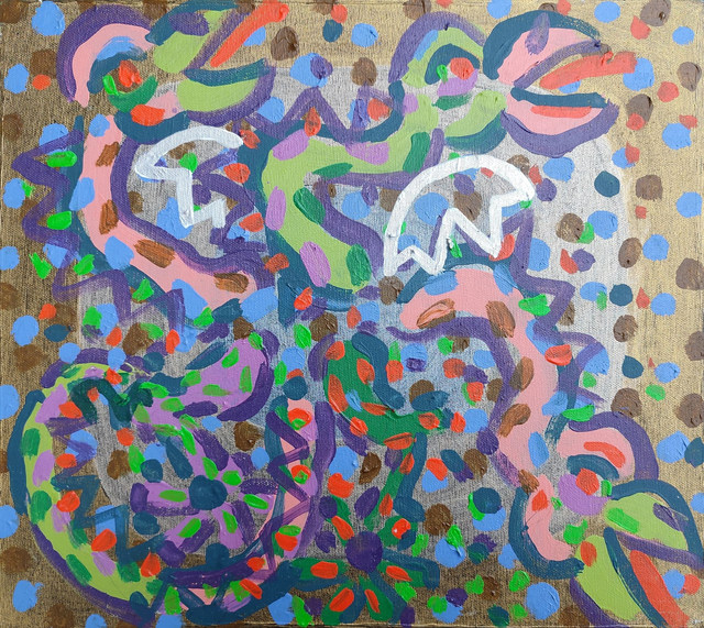 Smoki 41x46 akryl płótno 2018