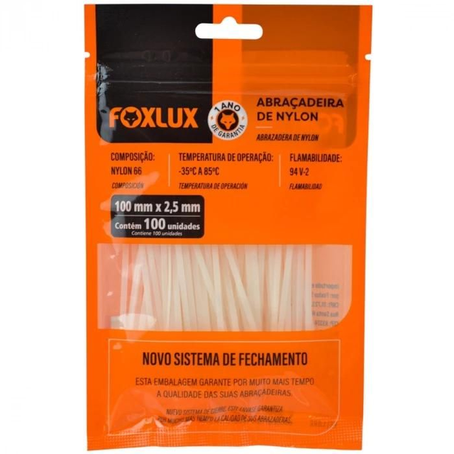Cinta Abraçadeira Nylon 100X2.5 C/100 FoxLux Cód 887
