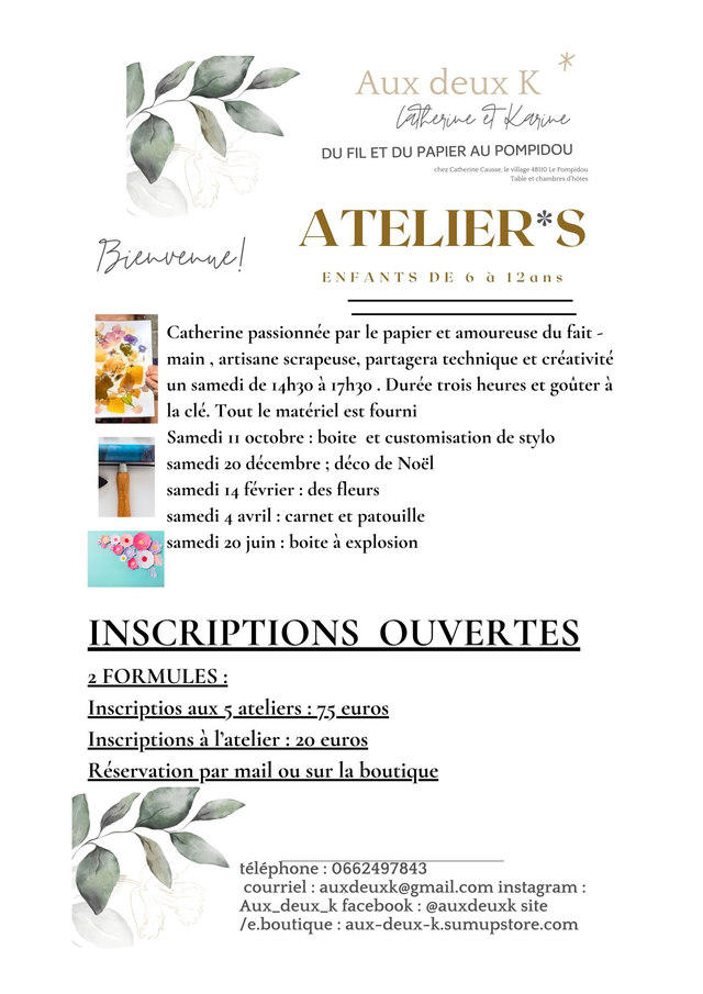 abonnement à 5 ateliers pour enfants