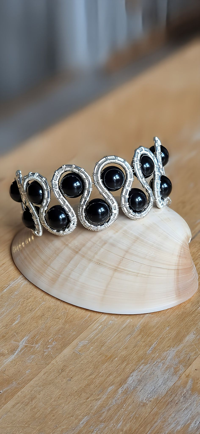 Gewebtes Armband in Silber mit Amethyst  Armreif, Edelsteine