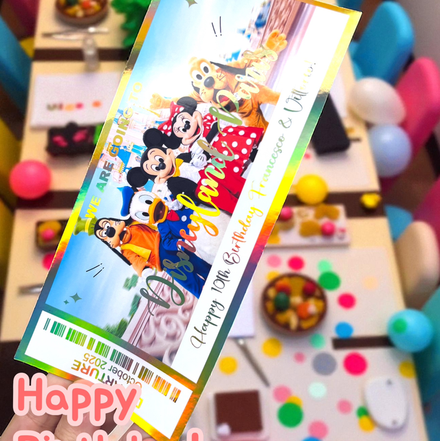 Disneyland Mickey and friends delux gold foil ticket