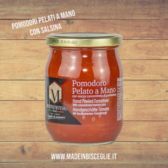 Pomodori pelati a mano con salsina - 540gr - Mastrototaro Food