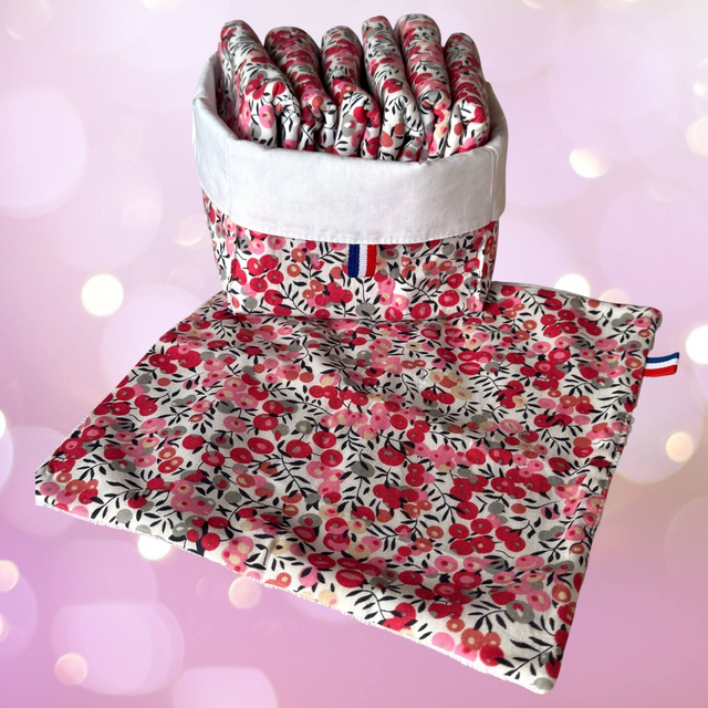 7 Serviettes visage réutilisables – avec Panier