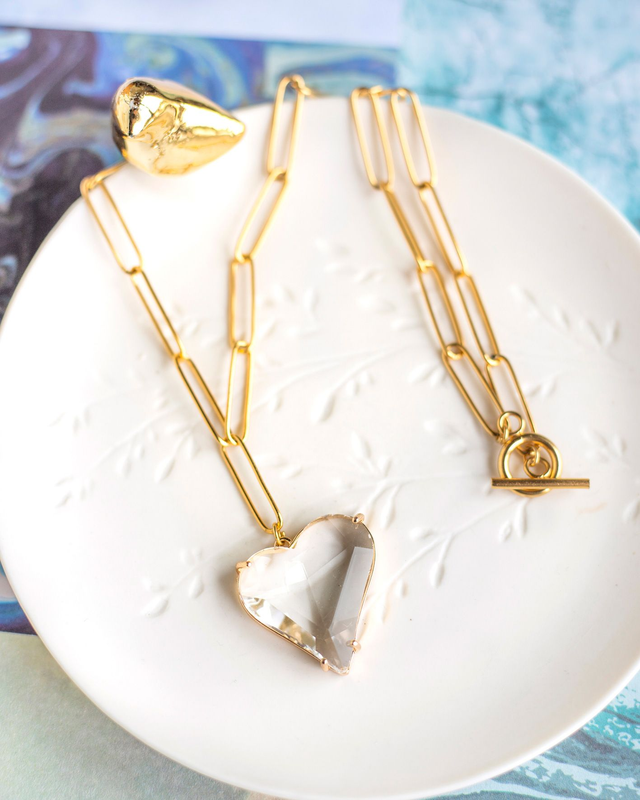 Collier pendentif coeur en cristal