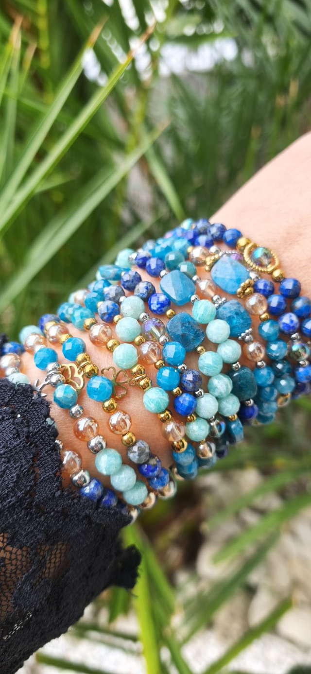 Bracelet "Émotive" Amazonite, Lapis lazuli et Apatite
