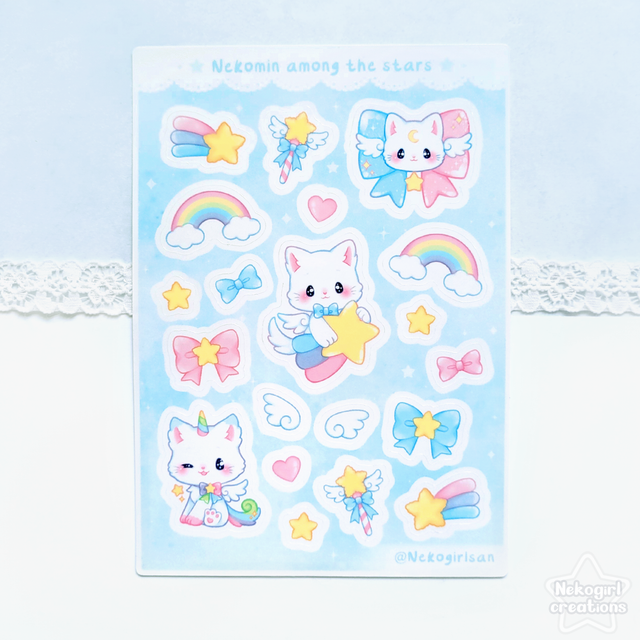 Planche de Stickers - Nekomin parmi les étoiles