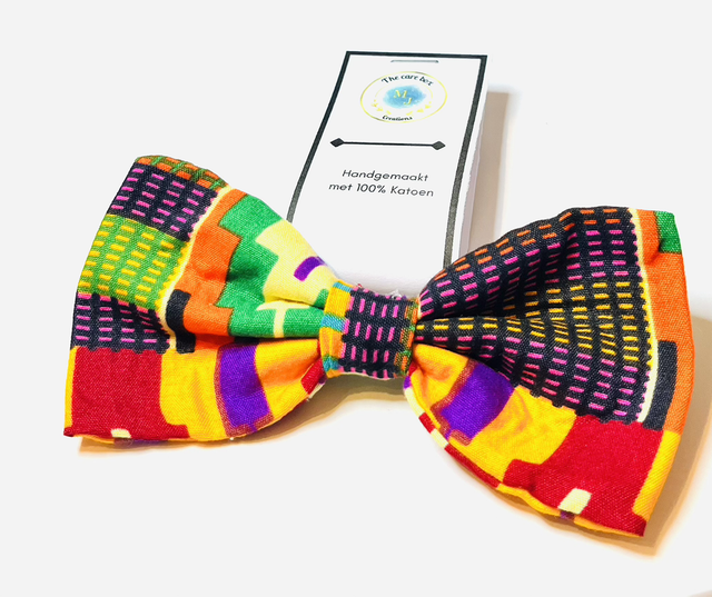 Kente Haarstrik met Elastiek – Handgemaakte Afrikaans Geïnspireerde Haaraccessoire van 100% Katoen