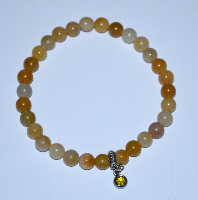 B71- Bracelet agate ambrée , charm strass