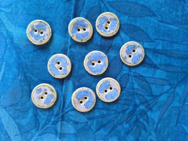 Boutons bleu tâchetés 