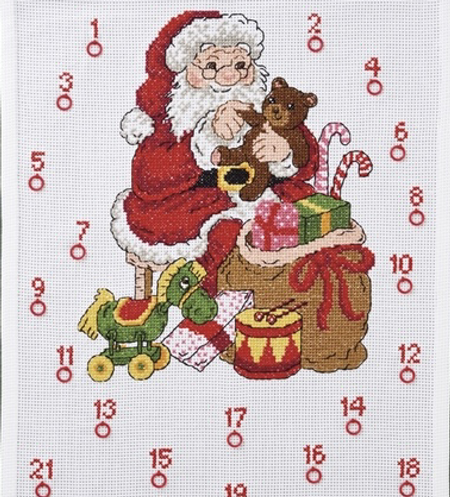 Permin Santa with Toys Advent Counted Cross Stitch Kit