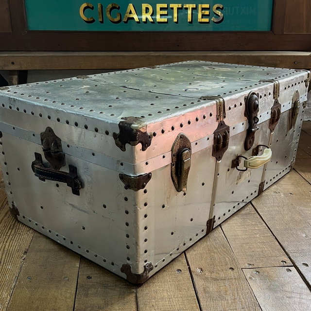 An Antique Flight Steamer Chest Trunk Coffee Table Circa 1940 
