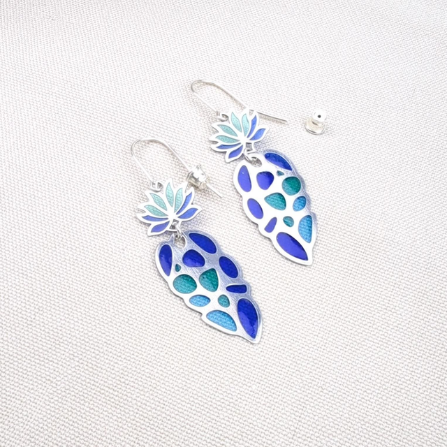 Boucles d’oreilles « Tropicalia » – Émail Plique-à-Jour &amp; Argent