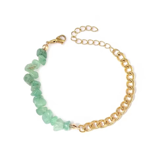Bracelet Pierres irrégulières en Aventurine - acier inoxydable