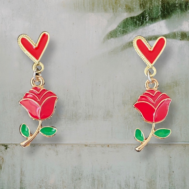 Red Rose Earrings 