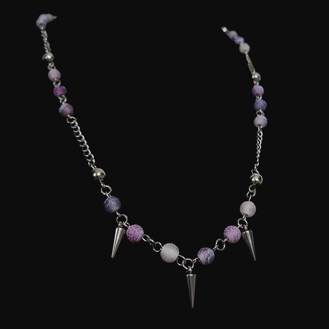 Naszyjnik z Fioletowego Agatu Trawionego