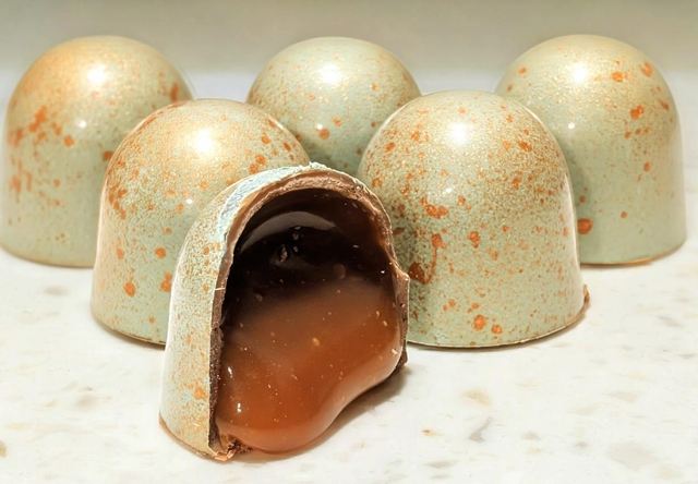 Salted caramel filled, milk chocolates, box of 6 