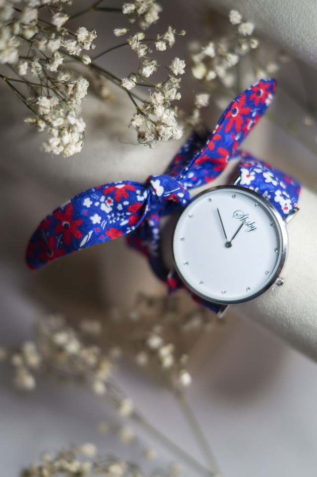 Montre - bracelet tissu violet