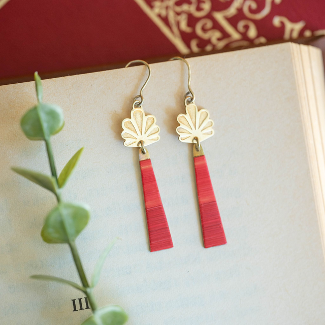 Boucles d'oreilles Calyx - Doré, rouge