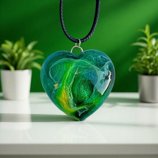 Pendentif Cœur "Émeraude Mystique"