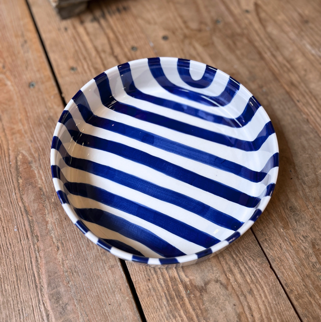 Große Schale dunkelblau/gestreift