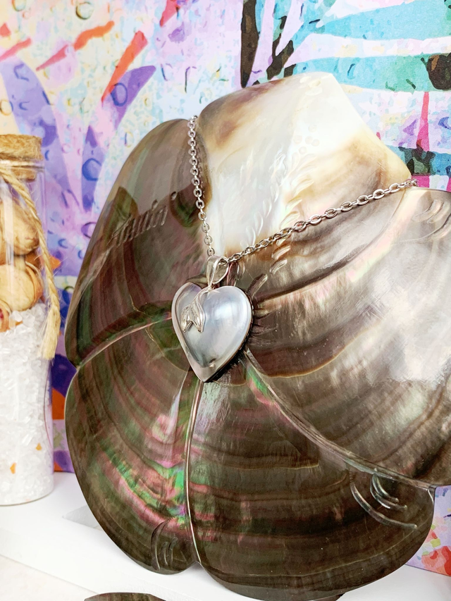 Mabé Tahiti - Pendentif en argent 925 et véritable Mabé de Tahiti