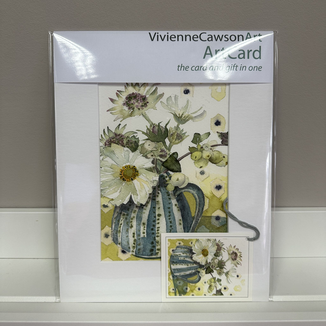 White Cosmos and Astrantia Art Card