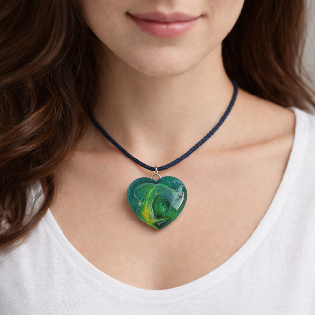 Pendentif Cœur "Émeraude Mystique"