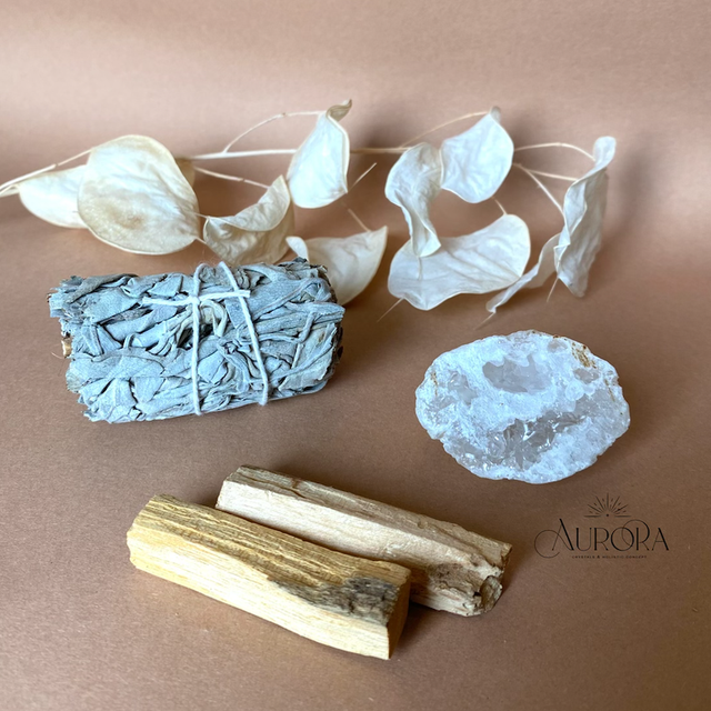 Räucher Set Glücks Geode Salbei Palo Santo 
