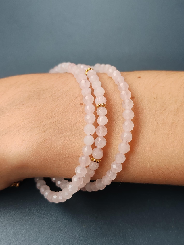 Bracelet triple Quartz rose 