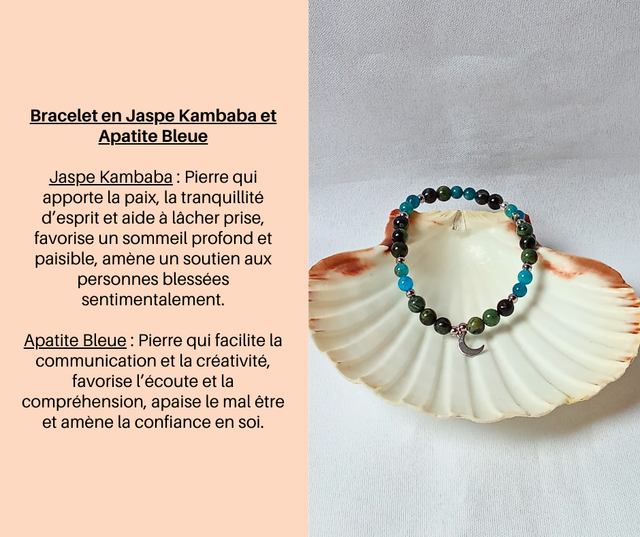 261- Bracelet en Jaspe Kambaba et Apatite Bleue