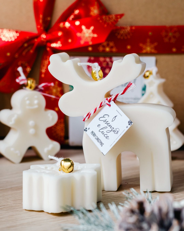 Set di 4 Candele Natalizie Artigianali in Cera di Soia – Idea Regalo Natale