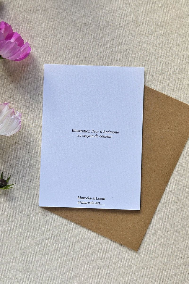 Carte au crayon de couleur - Fleur d'Anémone