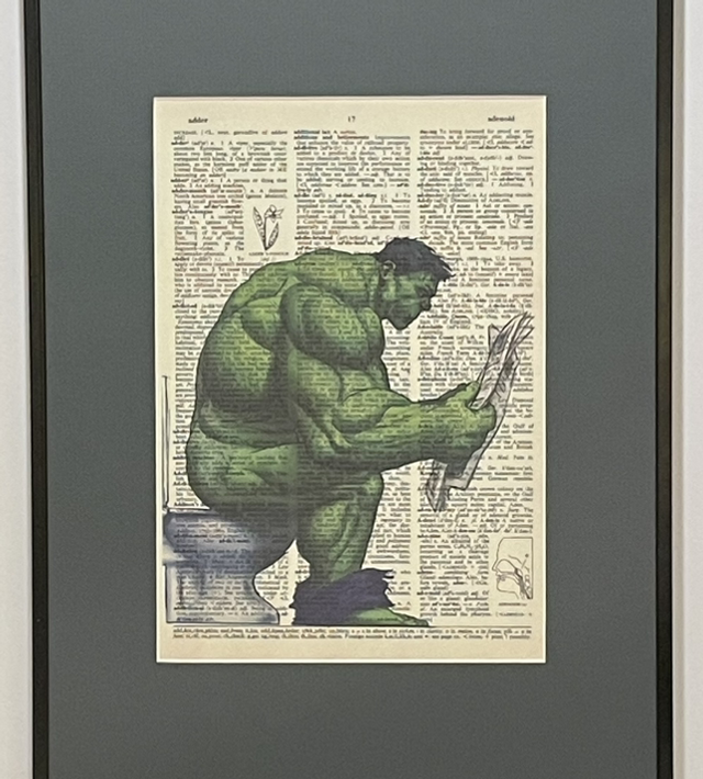 Hulk - bedruckte Buchseite gerahmt 