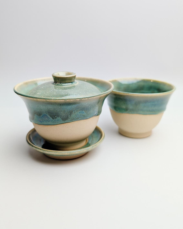 Zestaw gaiwan i czarka "zielona herbata"