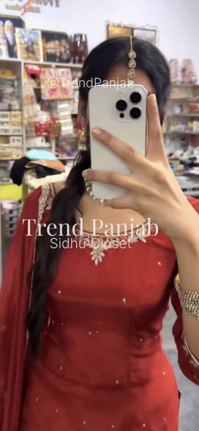 Maroon Red Embroidered Salwar Suit