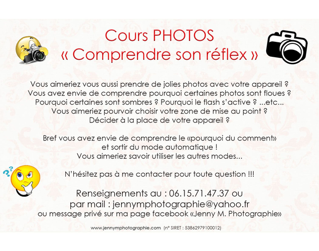 Carte cadeau "1 Cours photo de 2h"  pour photographe amateur - idéal pour comprendre son réflex