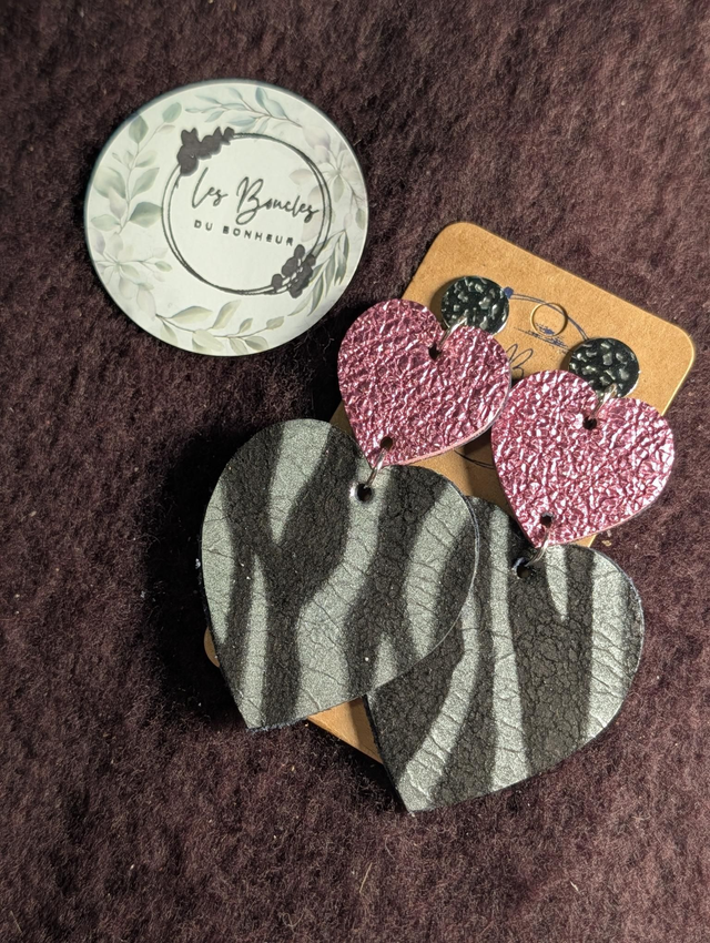 Boucles d'oreilles Marie Laure zèbre rose ml041