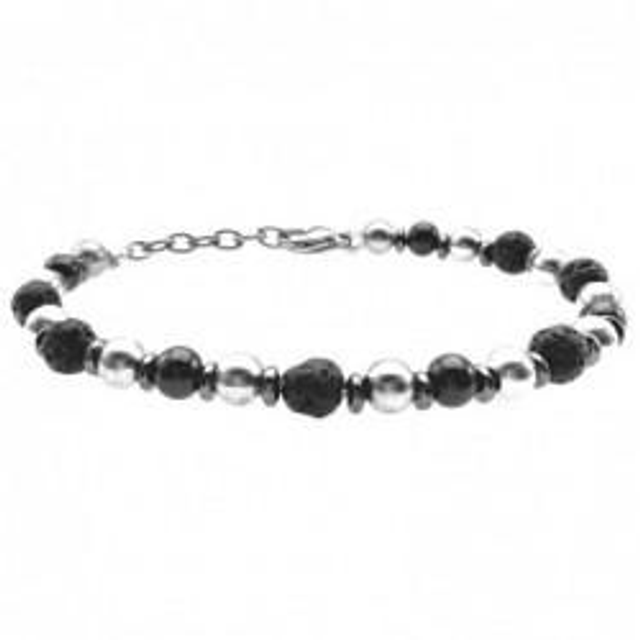 Bracciale uomo con sfere in acciaio e pietre naturali bijoux 