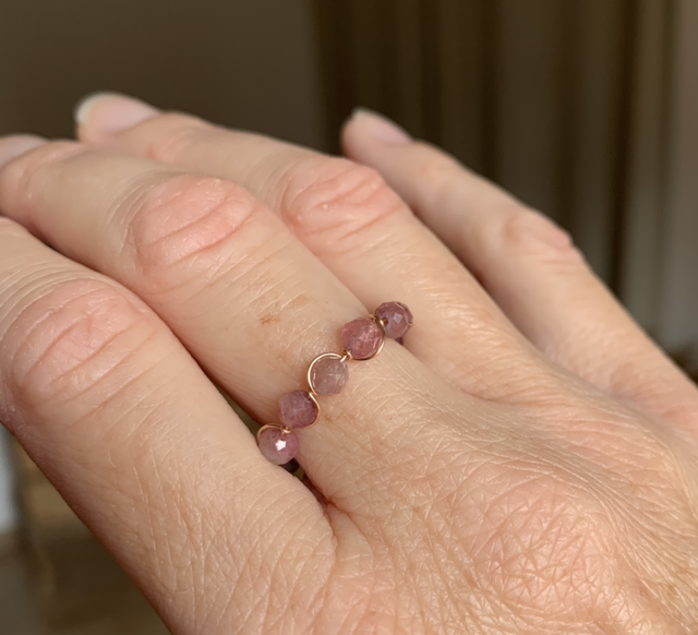 Bague, Tourmalines roses, Goldfilled rose (or rose laminé)