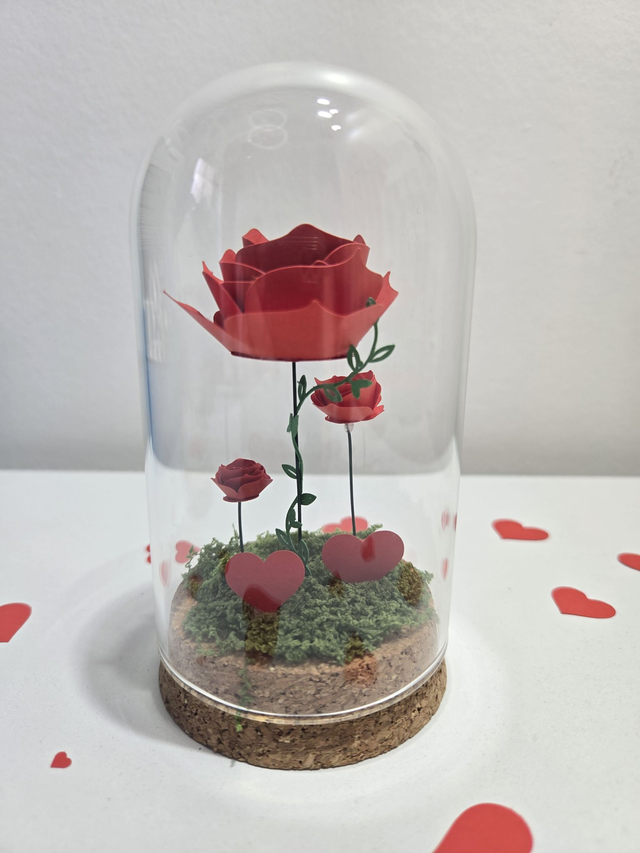 L’Éternelle – Rose Éternelle en Papier Sous Cloche de Verre