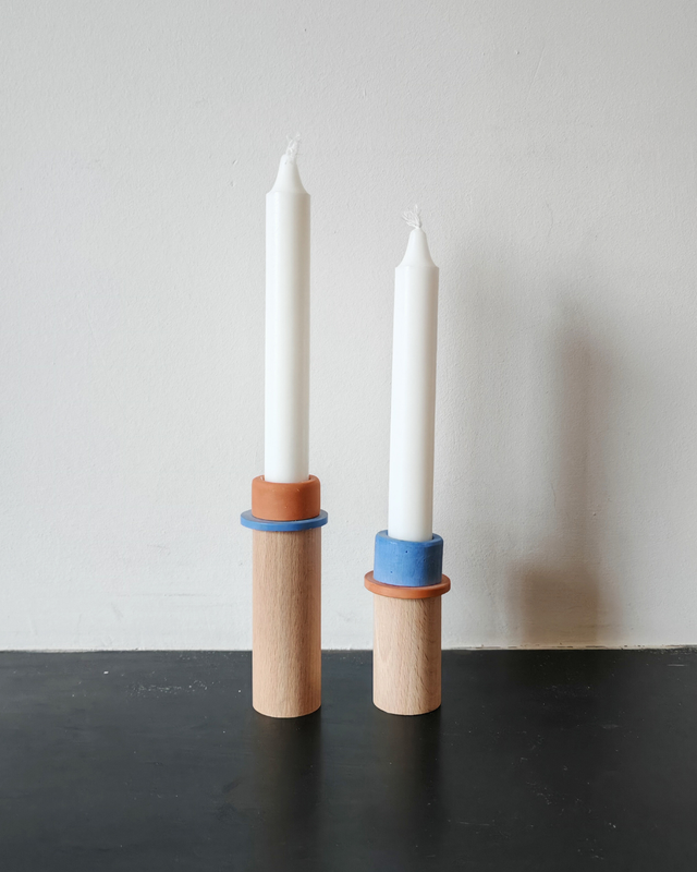 Bougeoirs - Terracotta et bleu