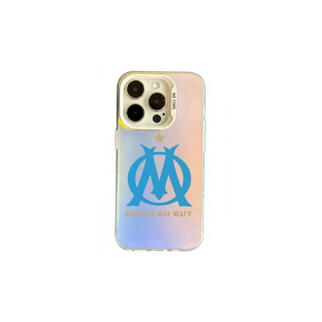 Coque iPhone OM – Édition Multicolore Iridescente "Droit au But"
