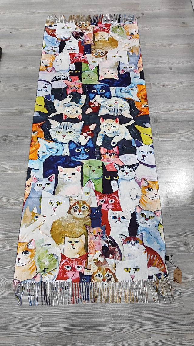 Stola gatti colorati double face