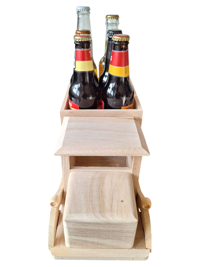 Houten Bierwagen – excl. flesjes, ruimte voor 6 stuks