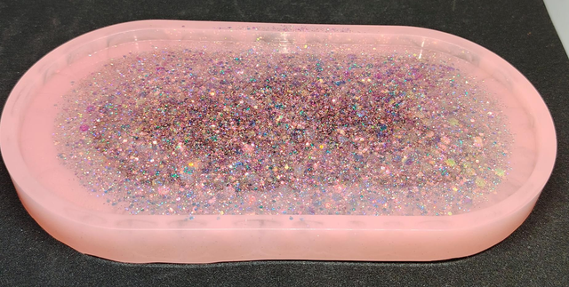 Vide poche rose pastel et paillettes holographiques rose 