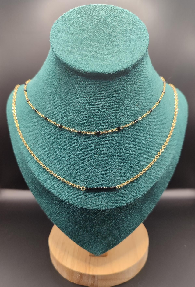 Collier double bille noire 